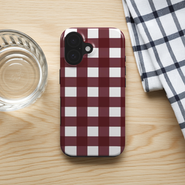 Burgundy Gingham Check Tough Phone Case