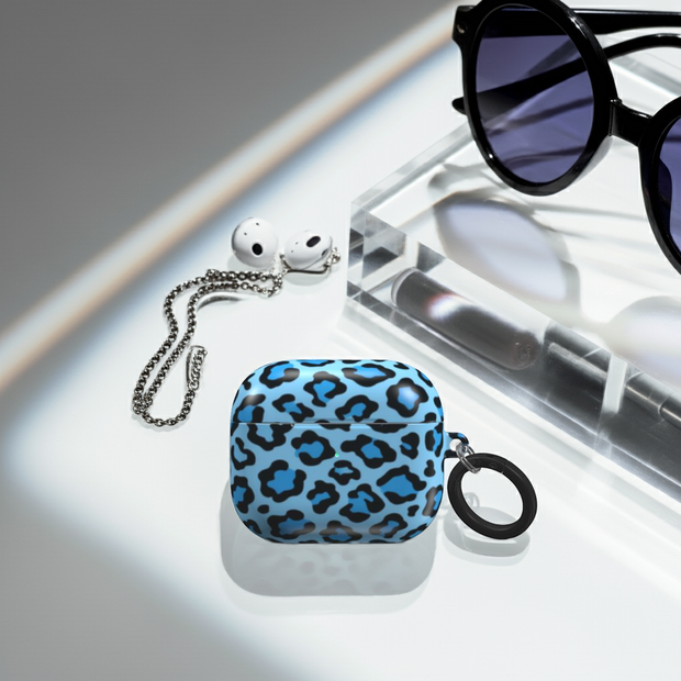 Blue Leopard Print AirPods Case