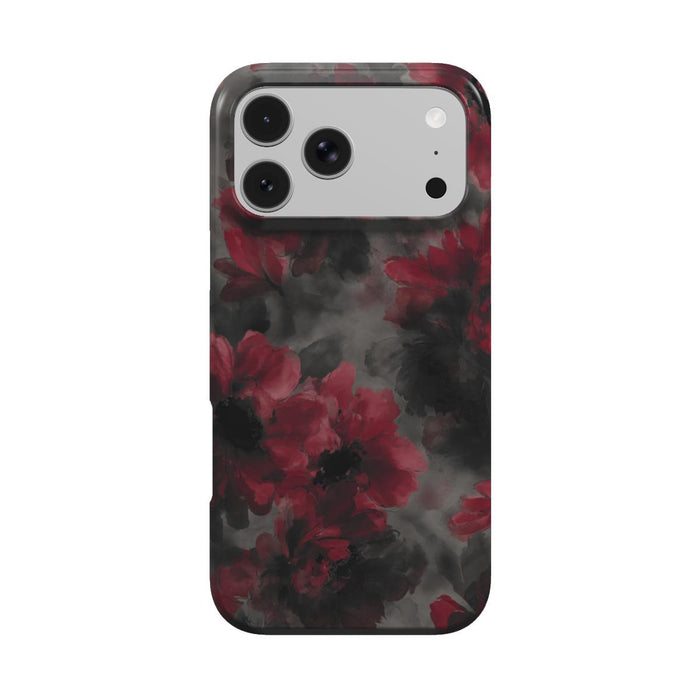Crimson Eclipse | Dunkelrote florale Gothic MagSafe iPhone Hülle