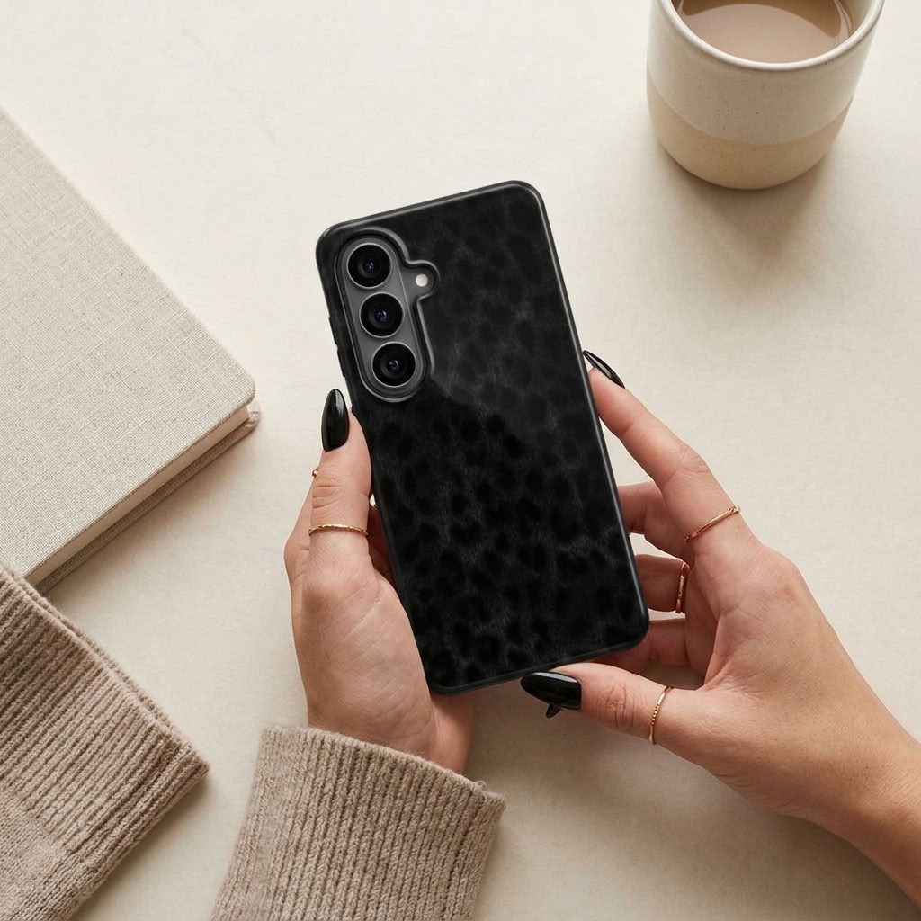 Midnight Panther | Black Tonal Animal Print Magnetic Samsung Galaxy Case