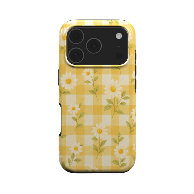 Sunlit Daisy | Yellow Gingham Floral MagSafe iPhone Case