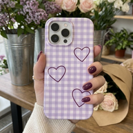 Heart Trio | Lilac Gingham Heart MagSafe iPhone Case