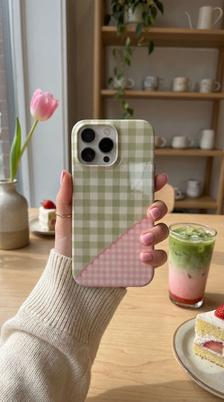 Picnic Patch | Sage & Pink Gingham MagSafe iPhone Case