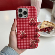 Cherry Check | Red Gingham Cherry Bow MagSafe iPhone Case