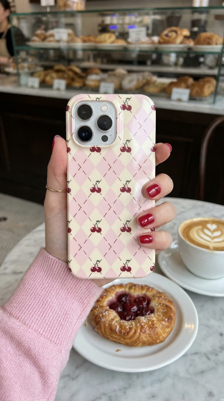 Sweet Argyle | Pink Cherry Argyle MagSafe iPhone Case