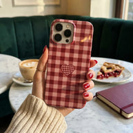 Heart Check | Burgundy & Pink Gingham MagSafe iPhone Case