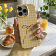 Butter Gingham | Yellow Gingham Bow MagSafe iPhone Case