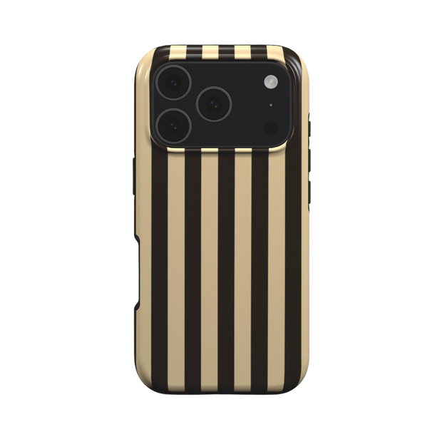 Urban Chic | Black & Beige Stripe MagSafe iPhone Case