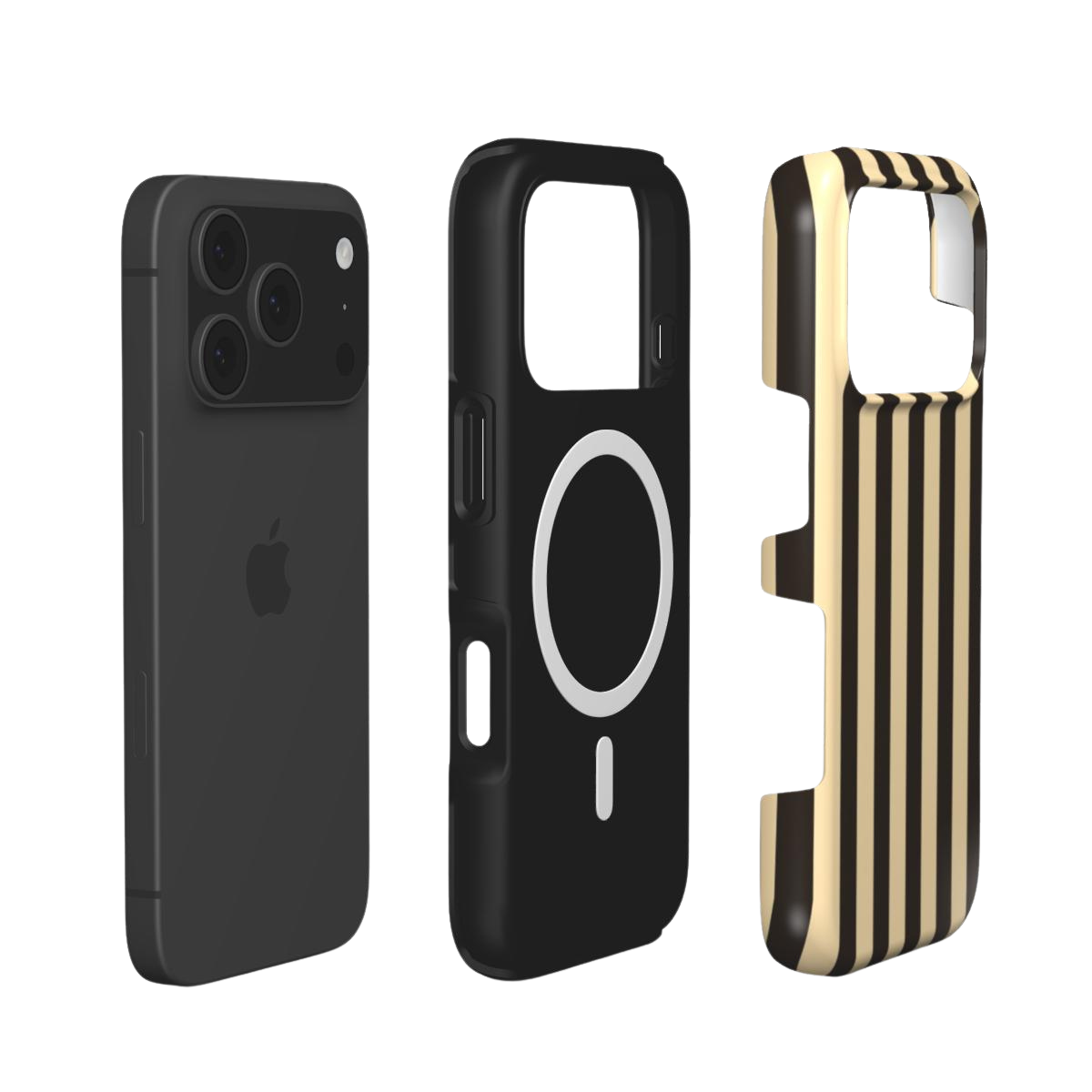 Urban Chic | Black & Beige Stripe MagSafe iPhone Case