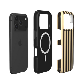 Urban Chic | Black & Beige Stripe MagSafe iPhone Case