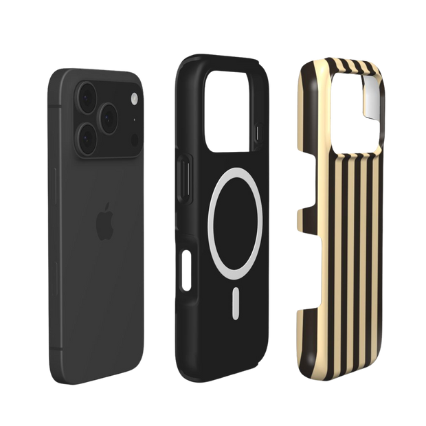 Urban Chic | Black & Beige Stripe MagSafe iPhone Case