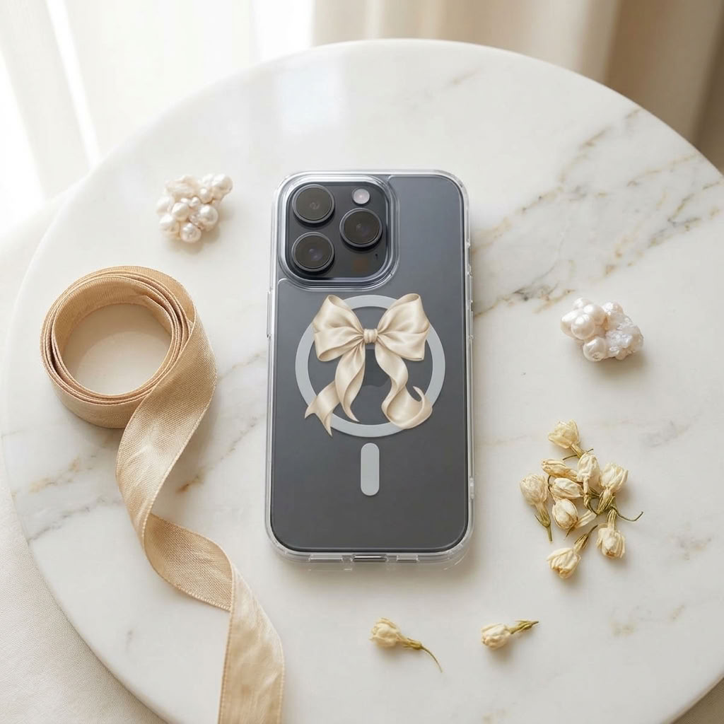 First Dance | Ivory Bow MagSafe Clear iPhone Case