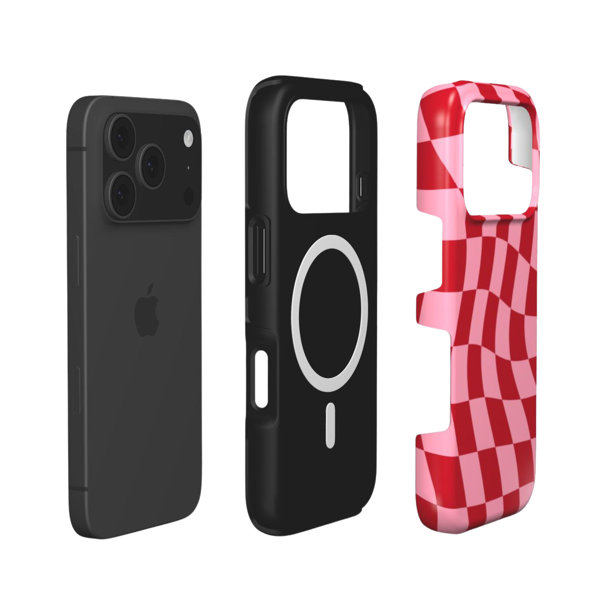 Funda MagSafe para iPhone con rayas Blush | Cuadros ondulados