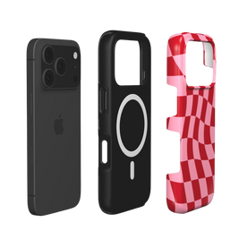 Funda MagSafe para iPhone con rayas Blush | Cuadros ondulados