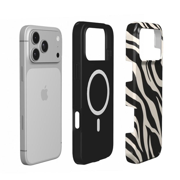 Double Take | Schwarz-weißes Zebra-Print MagSafe iPhone Case